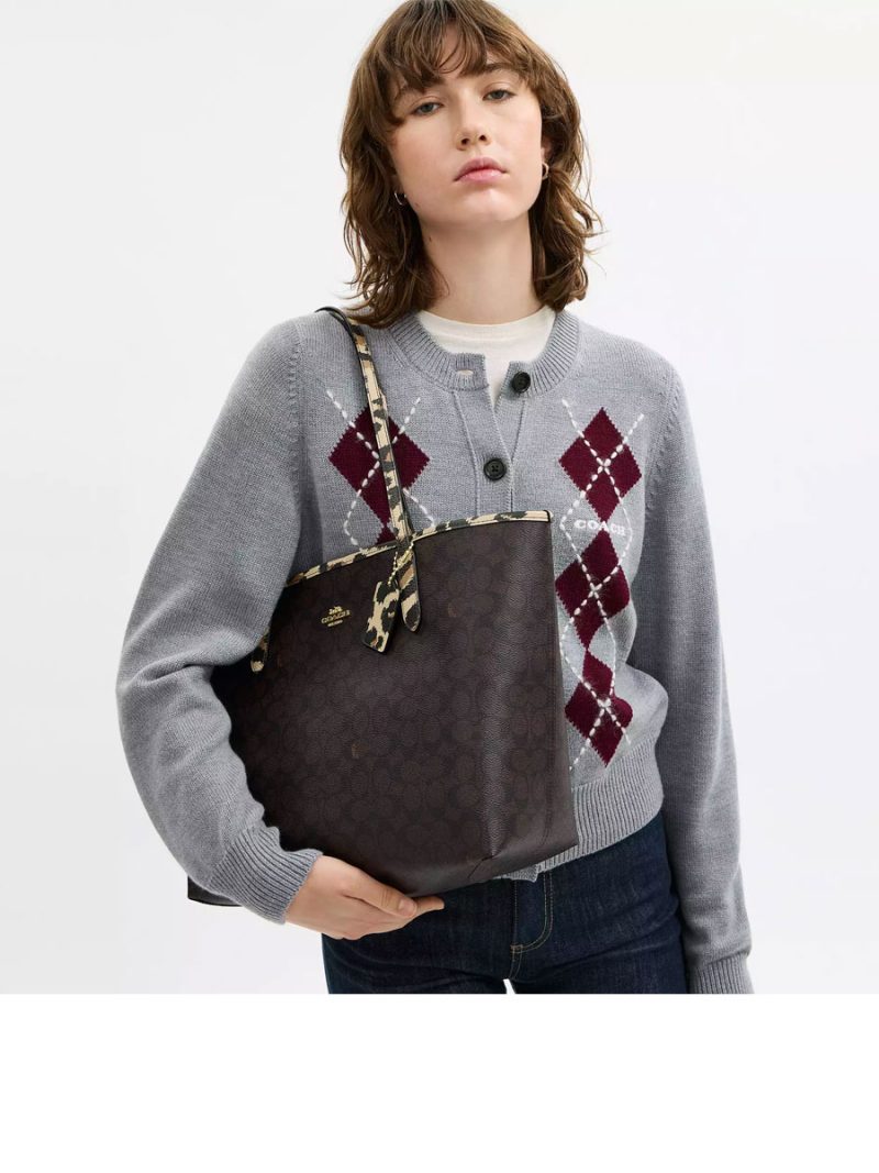 COACH City Tote Bag In Signature Canvas With Leopard Print - Image 4