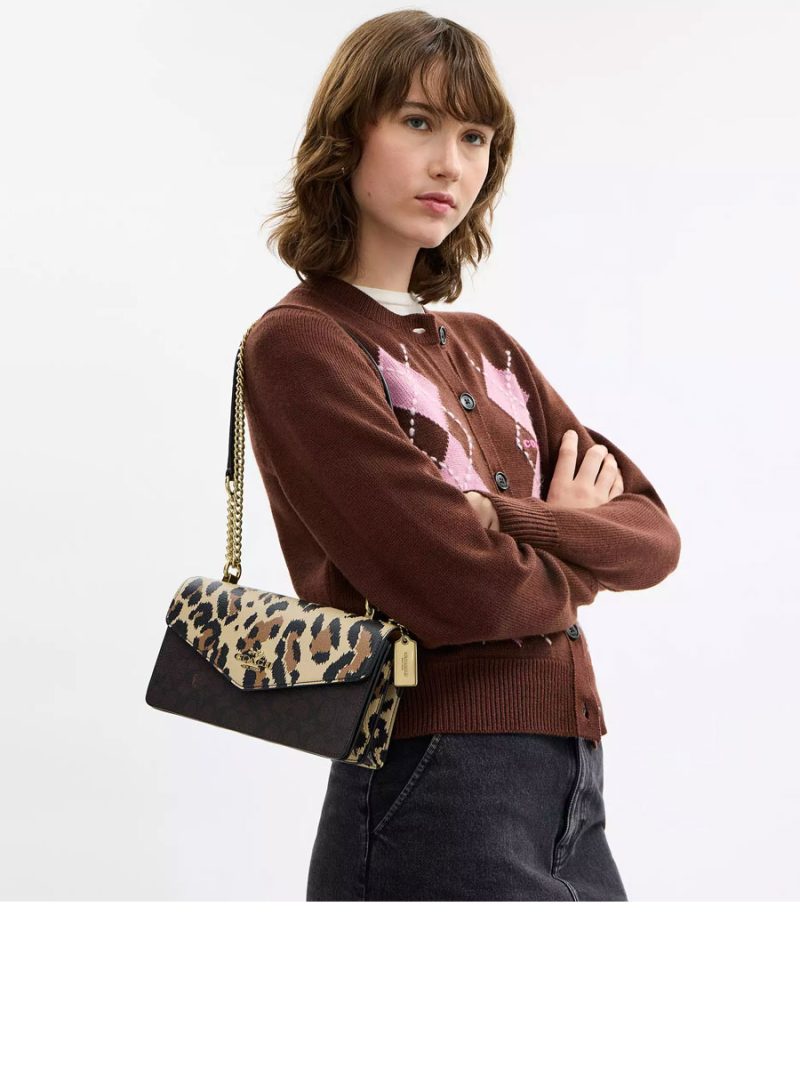 COACH Klare Envelope Crossbody Bag In Signature Canvas With Leopard Print - Image 6