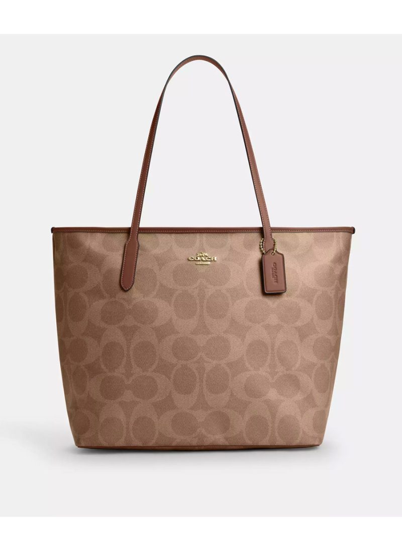 COACH Large City Tote Bag In Maxi Signature Canvas