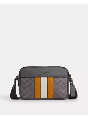 COACH Graham Crossbody Bag In Signature Canvas With Varsity Stripe