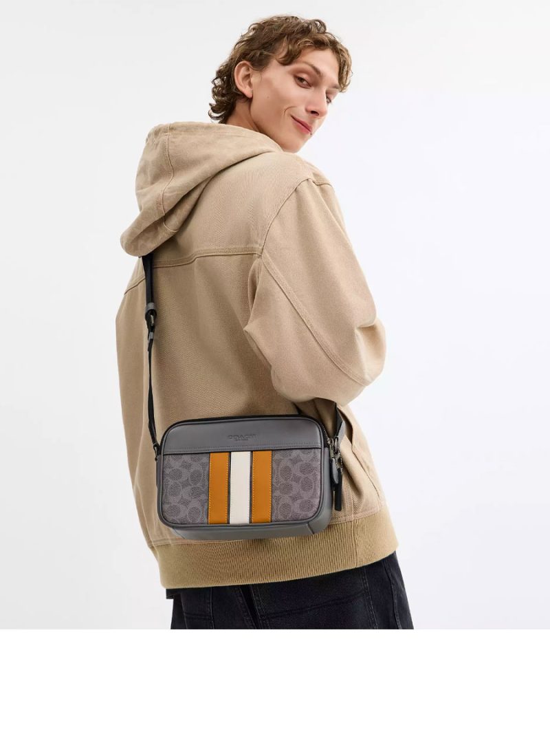 COACH Graham Crossbody Bag In Signature Canvas With Varsity Stripe - Image 4