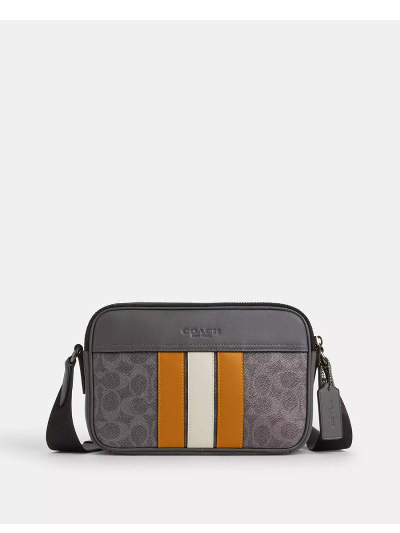 COACH Graham Crossbody Bag In Signature Canvas With Varsity Stripe