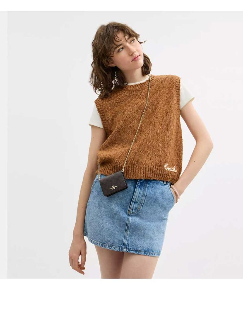 COACH Mini Wallet On A Chain In Signature Canvas - Image 5