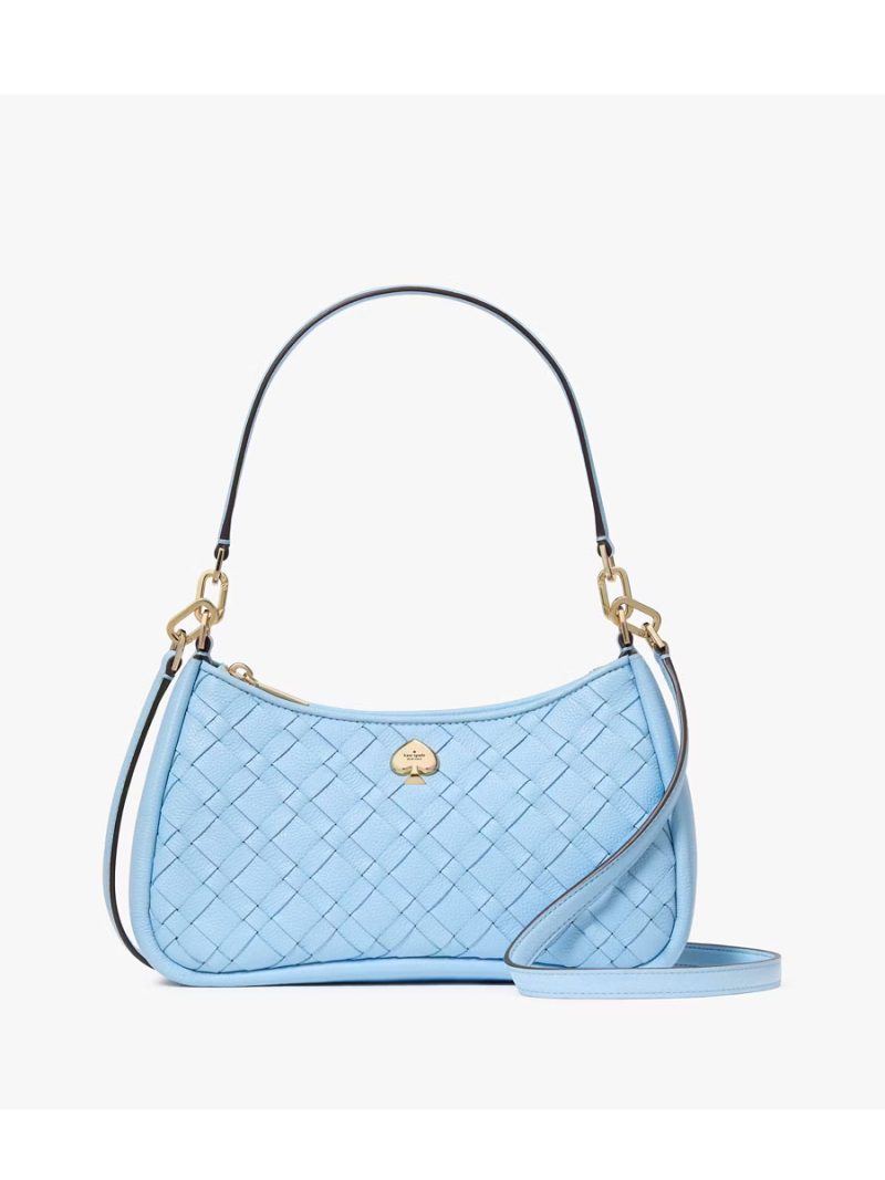 KATE SPADE Kayla Woven Leather Small Convertible Shoulder Bag