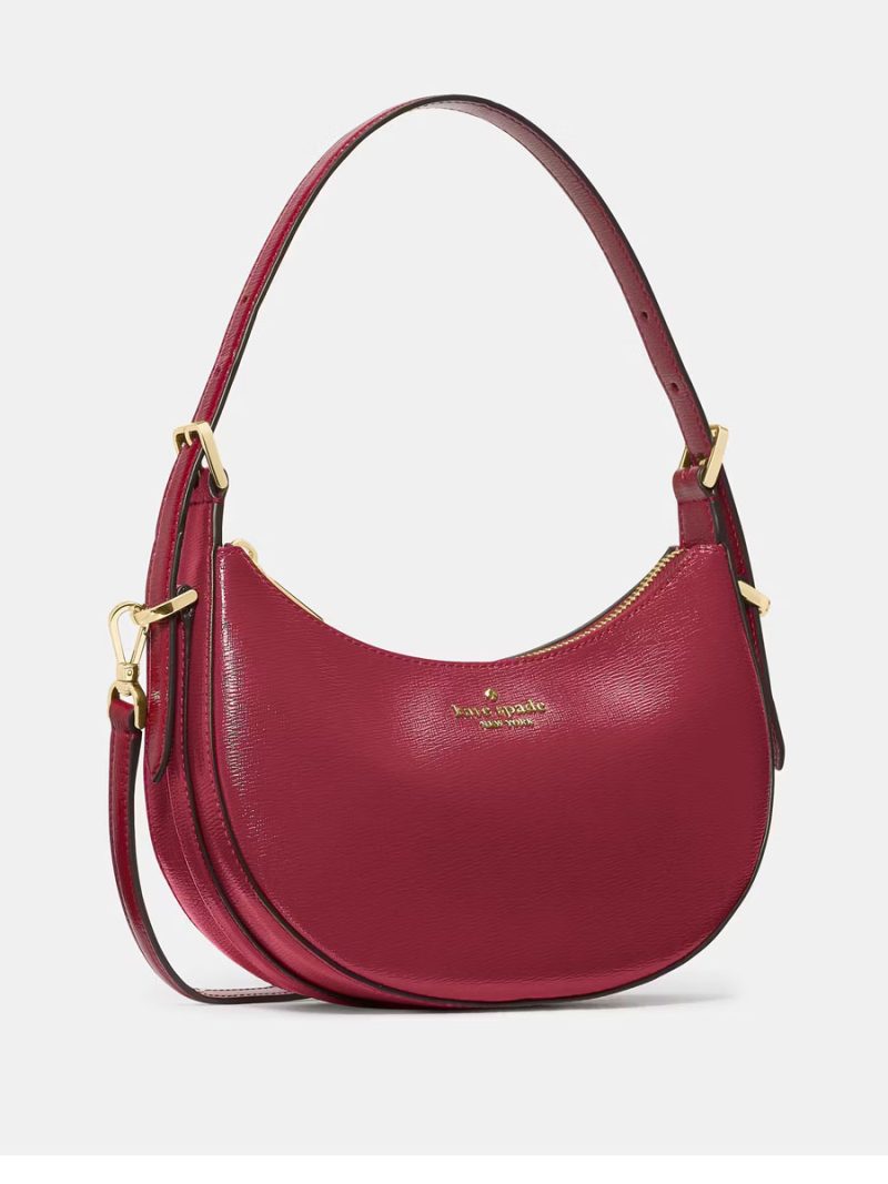 KATE SPADE Nova Textured Patent Leather Small Crescent Shoulder Bag - Image 3