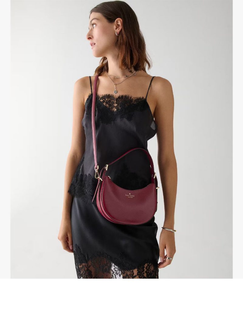 KATE SPADE Nova Textured Patent Leather Small Crescent Shoulder Bag - Image 4