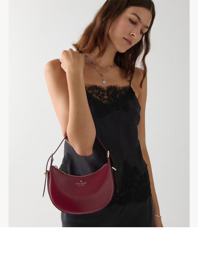 KATE SPADE Nova Textured Patent Leather Small Crescent Shoulder Bag - Image 5