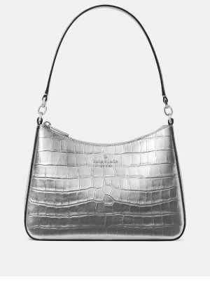 KATE SPADE Margot Metallic Croc Embossed Convertible Shoulder Bag