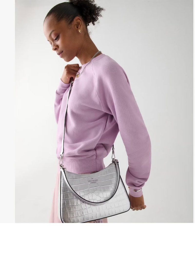 KATE SPADE Margot Metallic Croc Embossed Convertible Shoulder Bag - Image 4