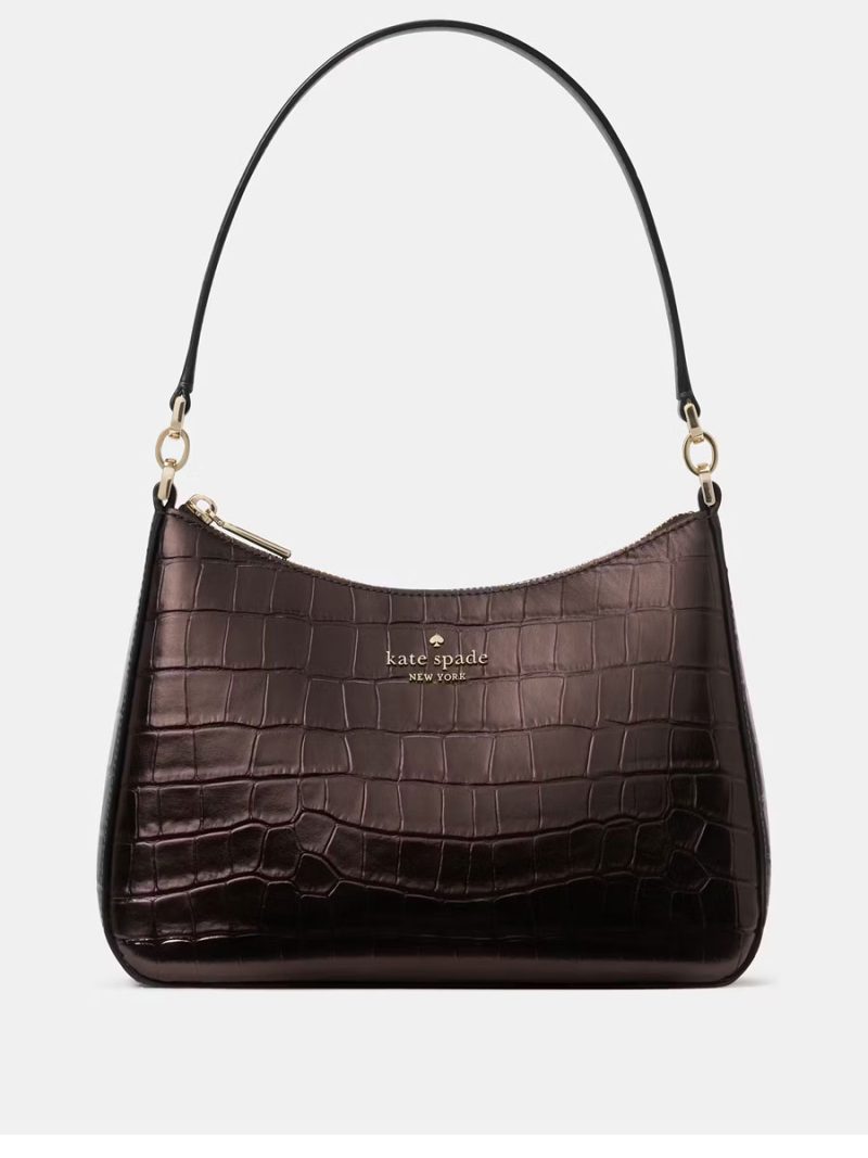 KATE SPADE Margot Metallic Croc Embossed Convertible Shoulder Bag