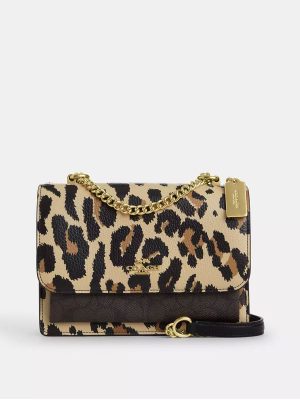 COACH Klare Crossbody Bag With Leopard Print And Signature Canvas