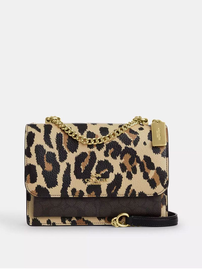 COACH Klare Crossbody Bag With Leopard Print And Signature Canvas